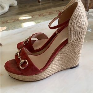 Gucci suede platform wedges